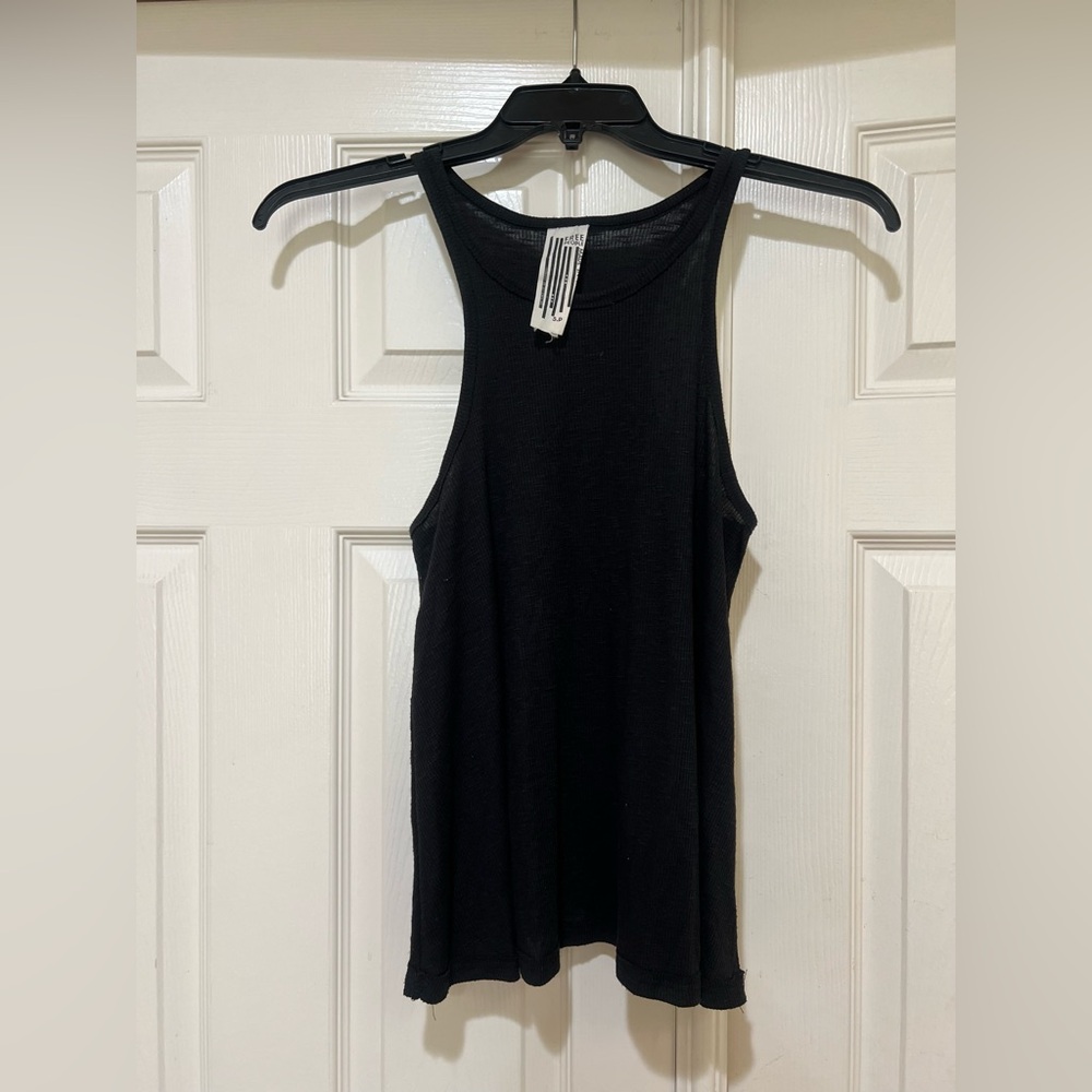Free‎ People Sleeveless Ribbed Tank Top Shirt Women's Small Black summer relaxed